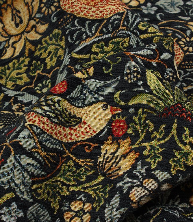 Strawberry Thief Chenille Tapestry Fabric / Marine - Just Fabrics