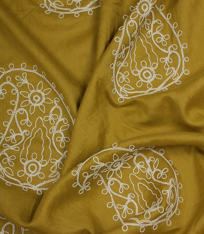 Kashmir Fabric / Ochre / Ivory - Just Fabrics