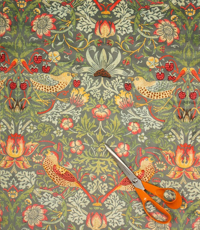 Strawberry Thief Velvet Fabric / Grey - Just Fabrics