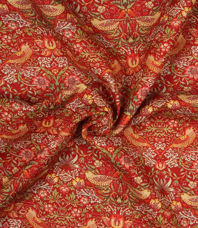 Strawberry Thief Minor Fabric / Crimson - Just Fabrics