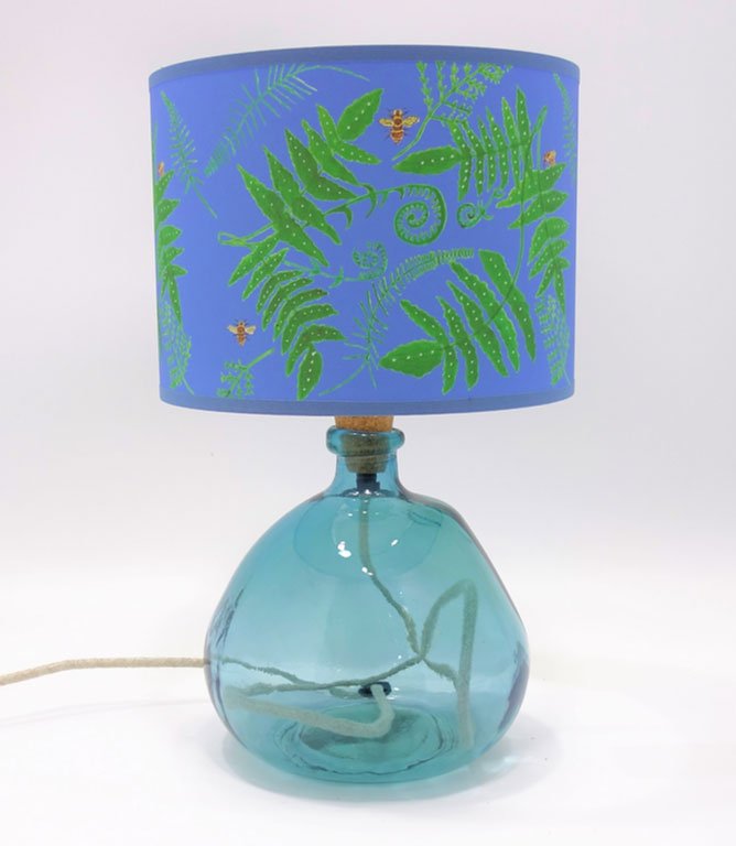Braunton 29cm Recycled Glass Light Blue Cream Flex Lamp Base - Just Fabrics