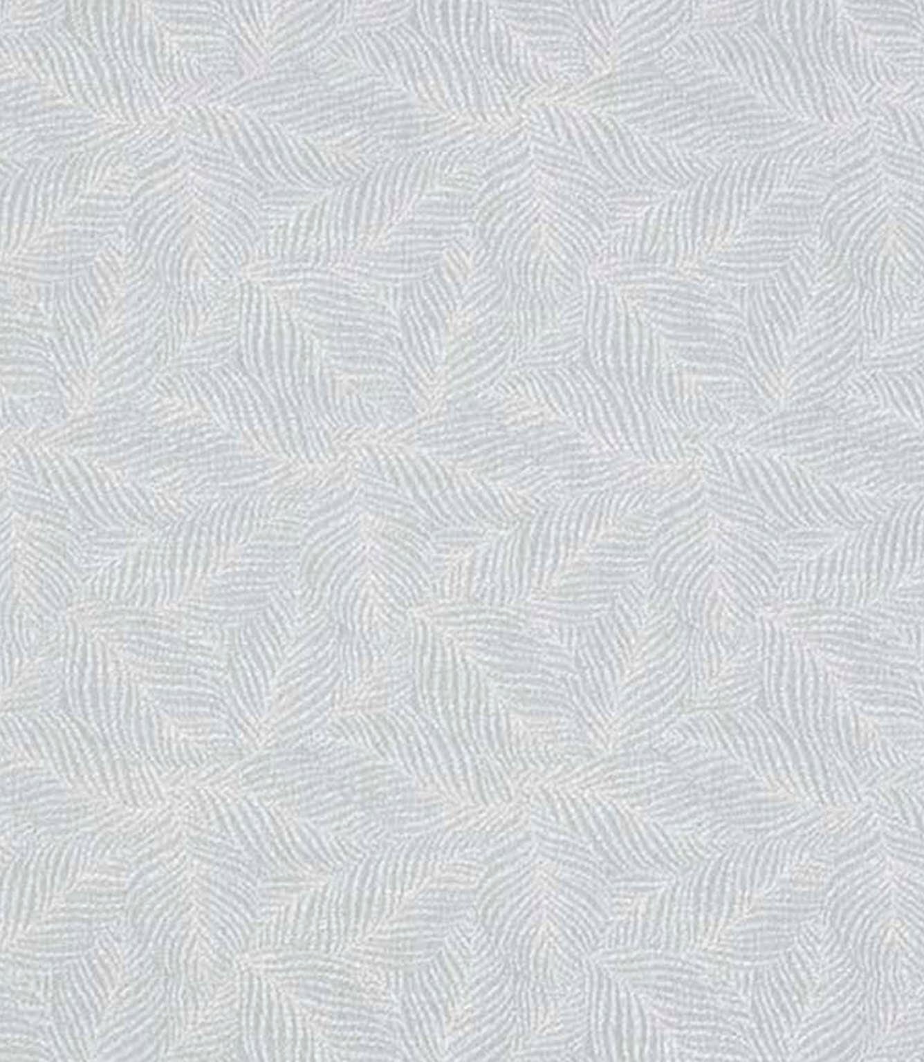 Close-up of woven foliage fabric featuring a delicate leaf pattern in soft pale blue and ivory tones, with a subtle textured weave.