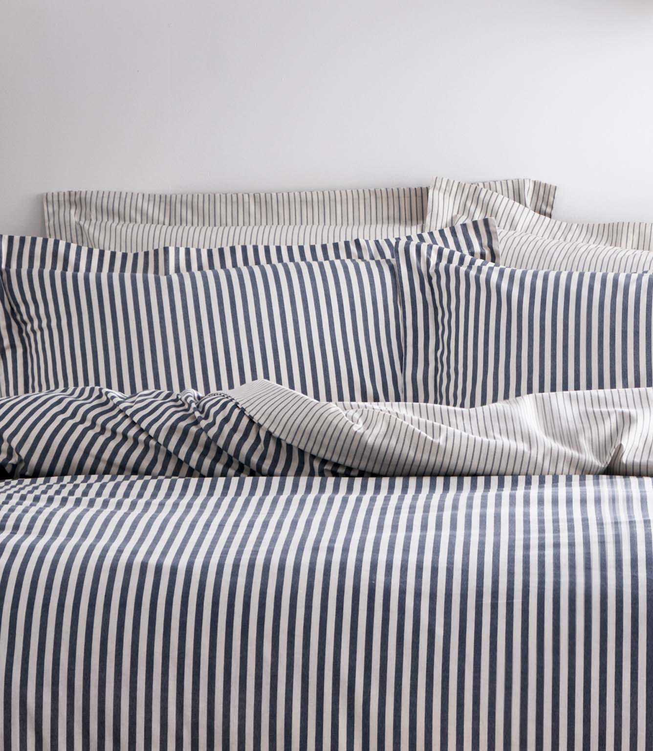Hebden Stripe Navy 100% Cotton Duvet Cover Set