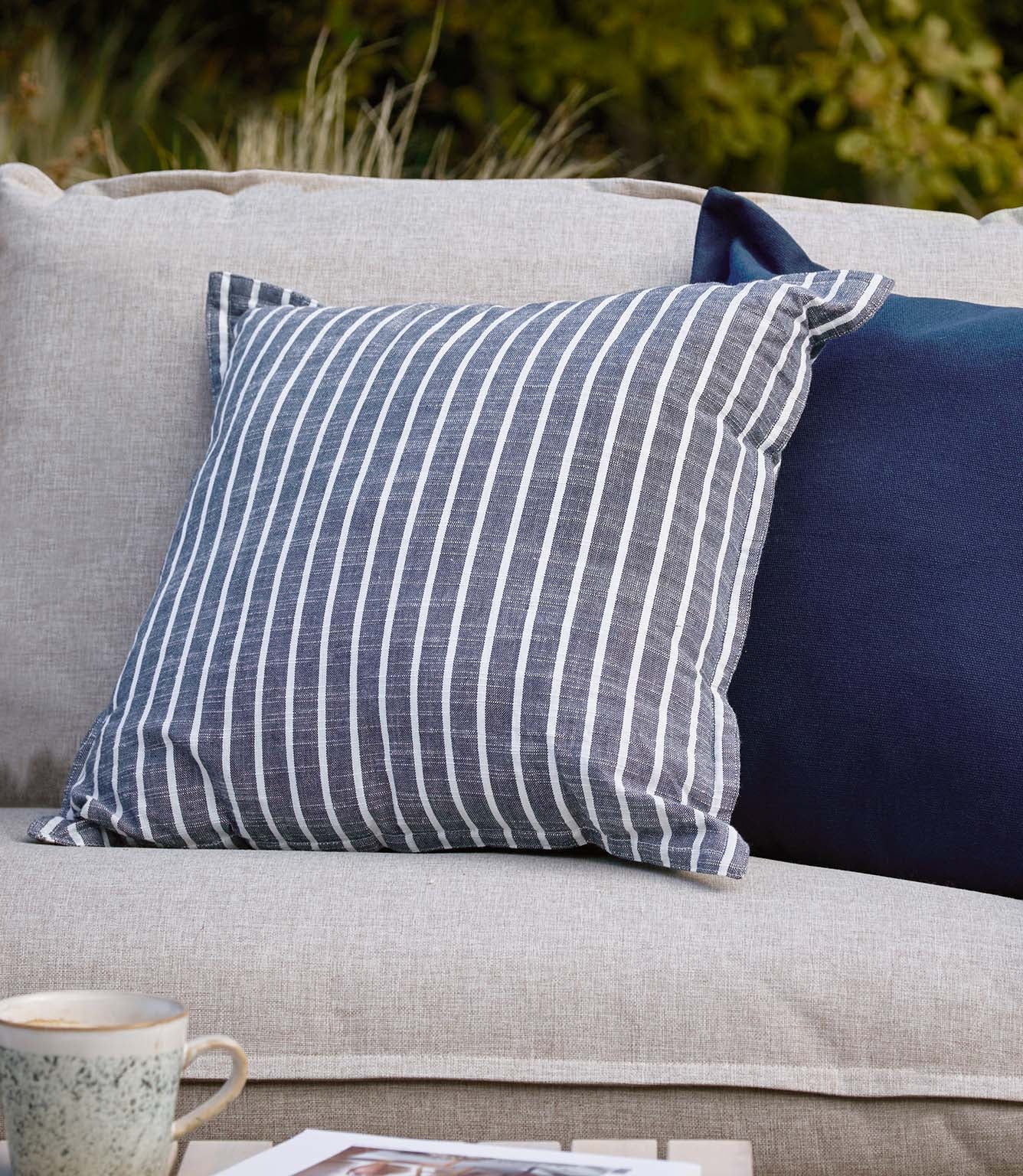 Hessle Stripe Navy Outdoor Cushion