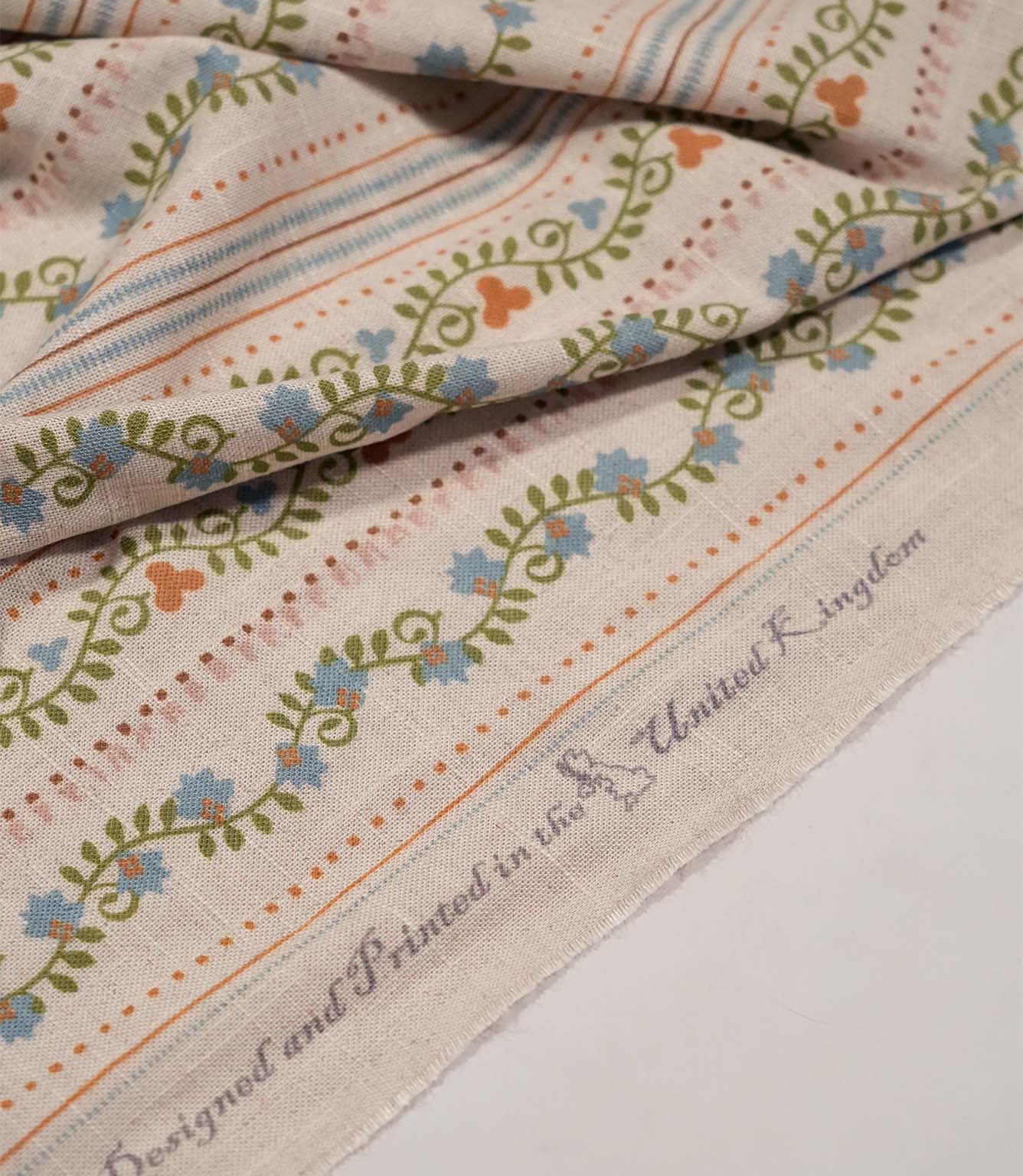 Ivy Tallis Fabric / Sage Green / Rust