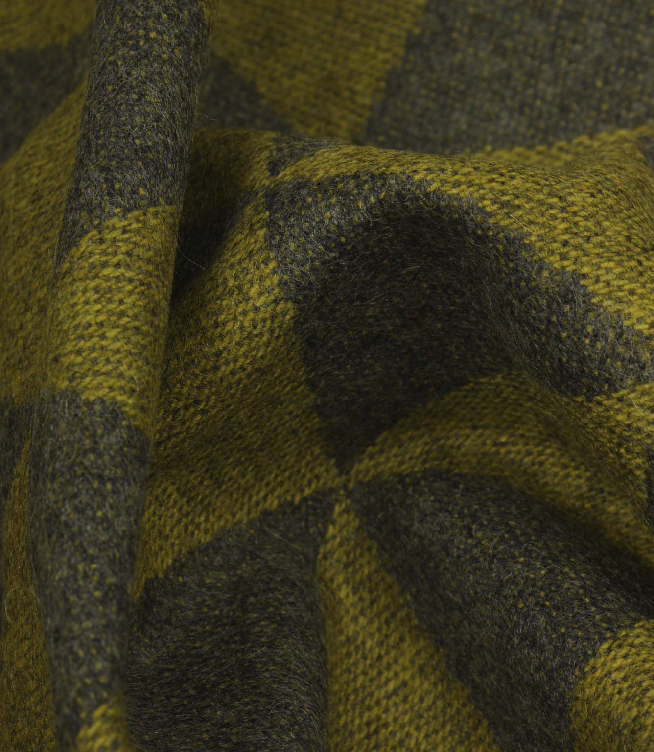 Wool Chevron Fabric / Green / Grey | Just Fabrics