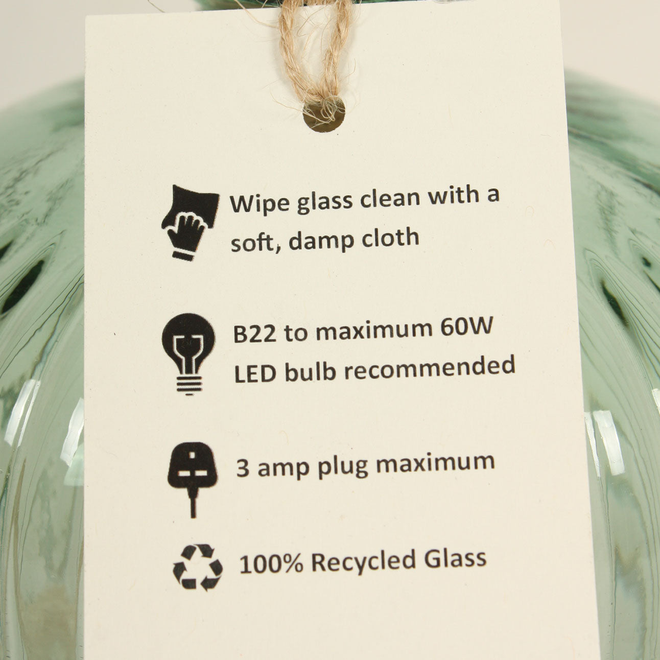 Lynton 29cm Recycled Glass Natural Green Lamp Base