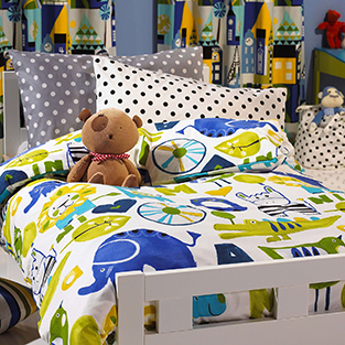 Use bold fabric to brighten up your child's room