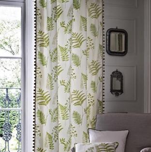 Leafy green fabric in the bedroom