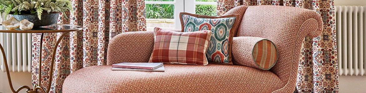 Terracotta orange fabric for curtains and upholstery