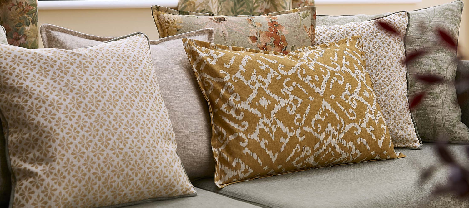 Mustard and ochre fabric in warm tones