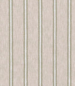 Soft neutral fabric with vertical stripes in muted green and white on a natural linen-effect base.