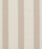 Soft neutral striped fabric with wide vertical bands in warm beige on an off-white background, featuring a subtle woven texture.
