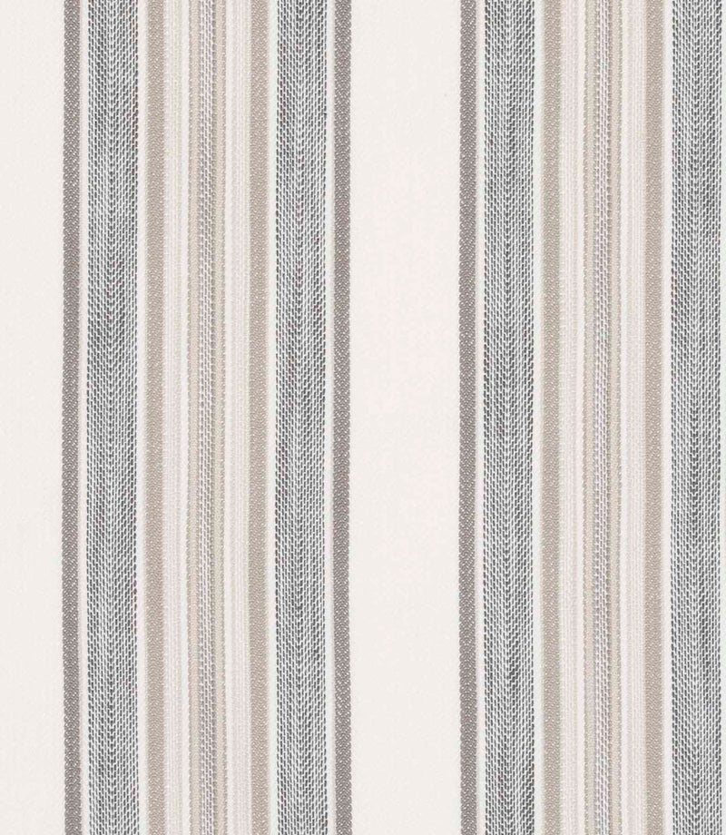Lightweight sheer fabric with layered vertical stripes in brown and white, creating a semi-transparent effect.