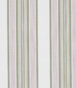 Striped fabric featuring a mix of green, cream and neutral vertical lines in varying widths.