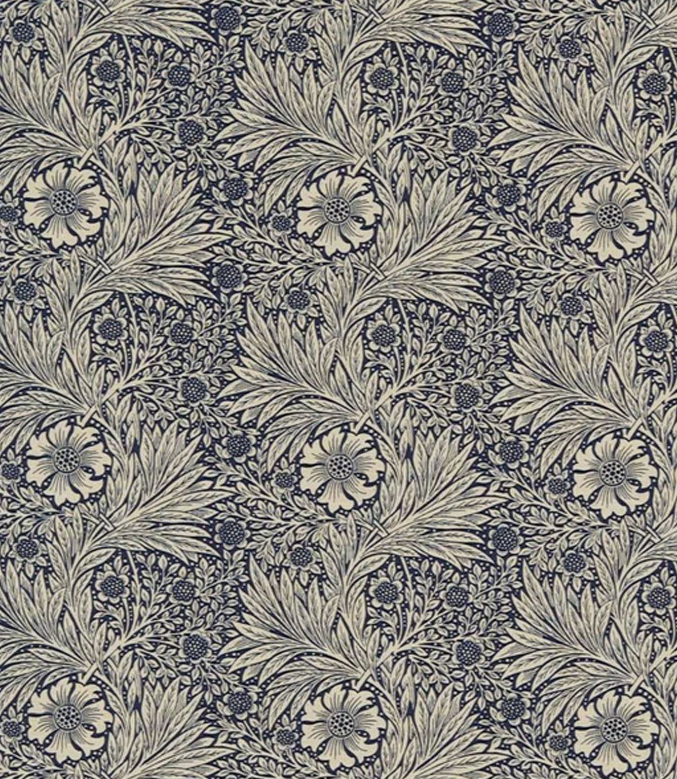 Marigold Fabric / Indigo / Linen