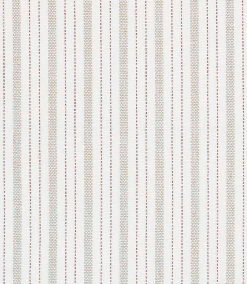 Fine neutral multi-stripe fabric with soft beige tones and delicate vertical patterning.