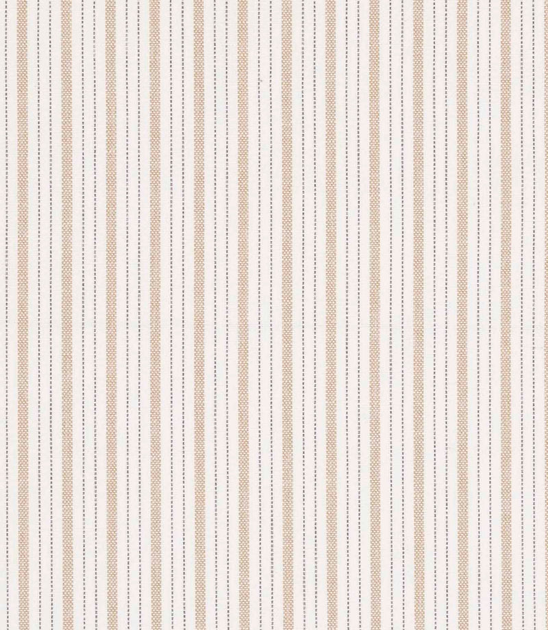 Fine beige and neutral multi-stripe fabric with soft tonal variation and delicate vertical stripes.