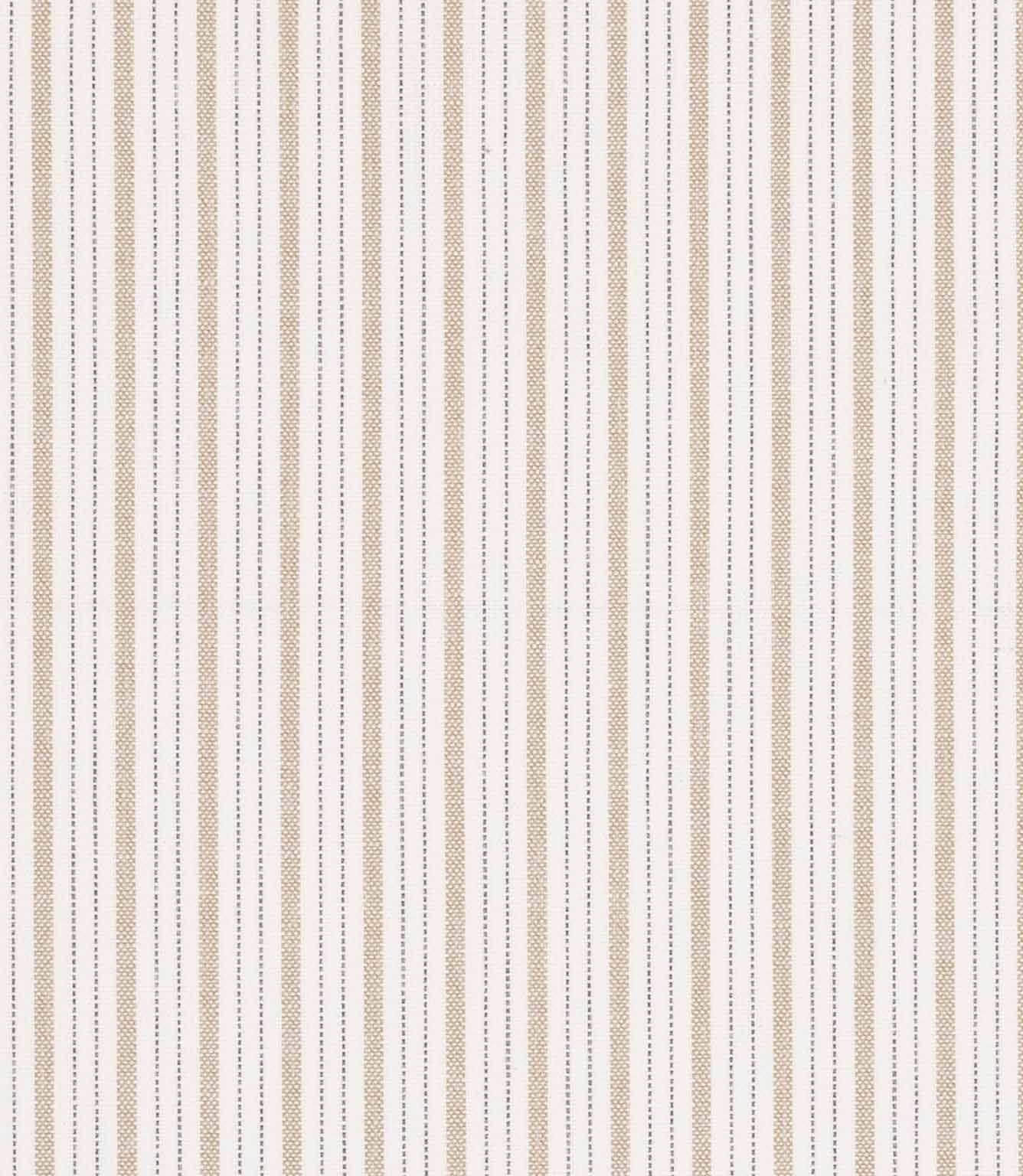 Fine beige and neutral multi-stripe fabric with soft tonal variation and delicate vertical stripes.