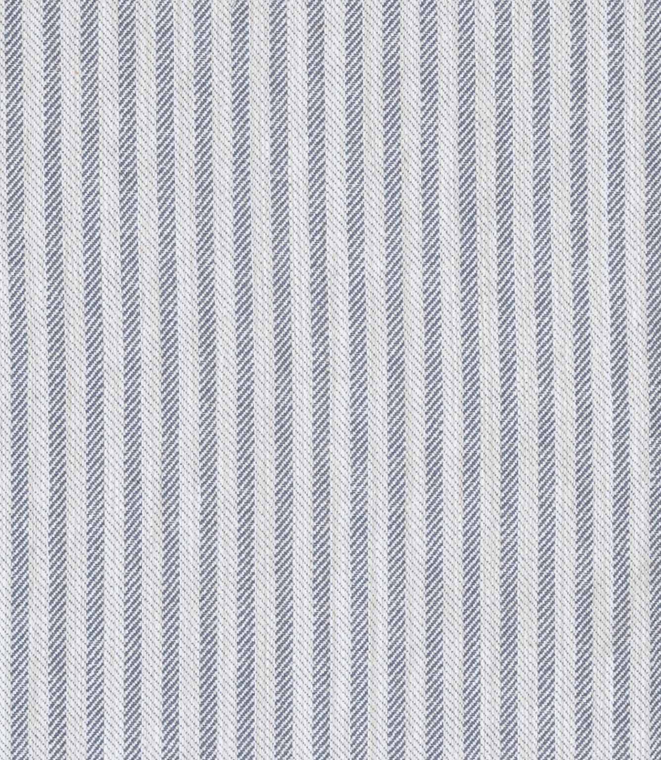 Blue-grey herringbone stripe fabric with narrow chevron lines and a refined woven texture.