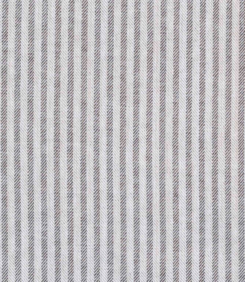 Blue-grey herringbone stripe fabric with narrow chevron lines and a refined woven texture.