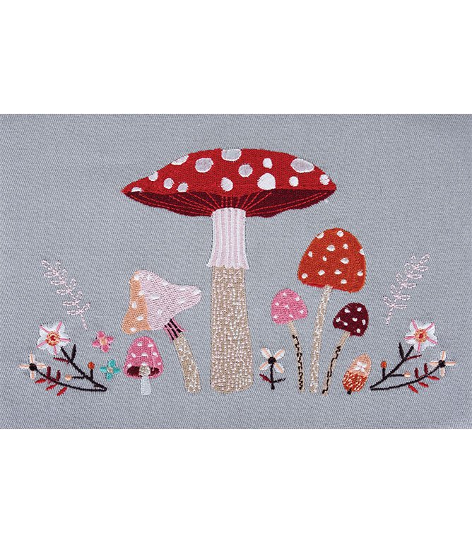 Woodland Toadstool Embroidered Lid Sewing Box - Just Fabrics