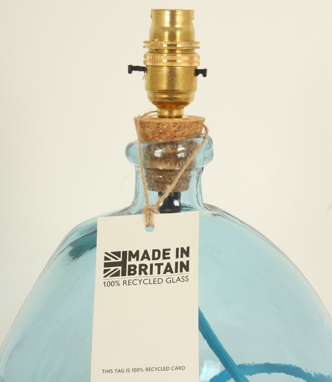 Braunton 29cm Recycled Glass Light Blue Flex Lamp Base - Just Fabrics