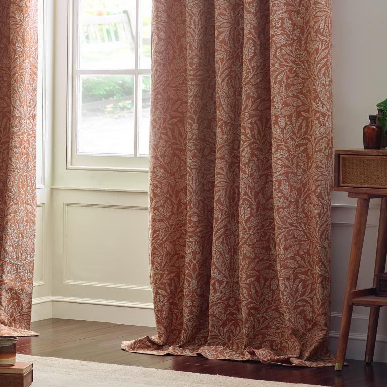 Acorn Brick Pencil Pleat Curtains - Just Fabrics