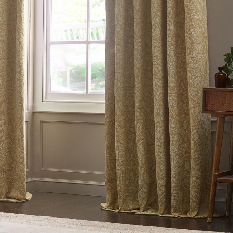 Acorn Gold Pencil Pleat Curtains - Just Fabrics