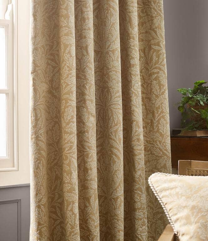 Acorn Gold Pencil Pleat Curtains - Just Fabrics
