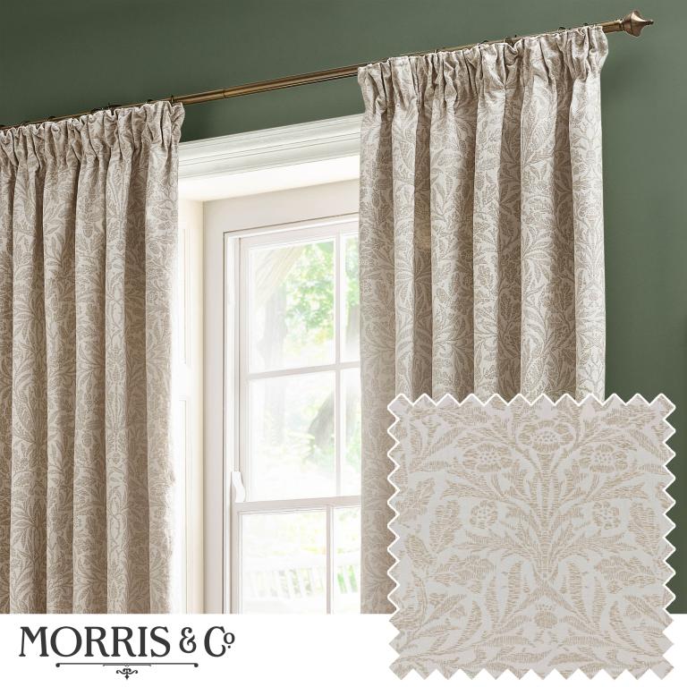 Acorn Ivory Pencil Pleat Curtains - Just Fabrics