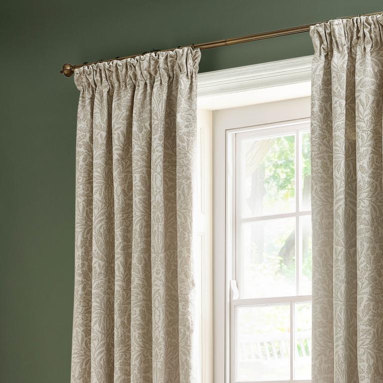 Acorn Ivory Pencil Pleat Curtains - Just Fabrics