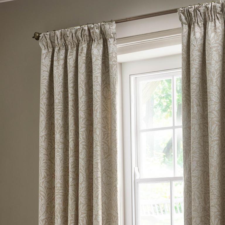 Acorn Linen Pencil Pleat Curtains - Just Fabrics