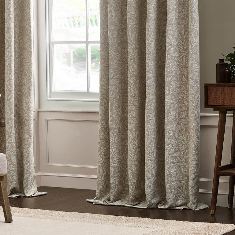 Acorn Linen Pencil Pleat Curtains - Just Fabrics