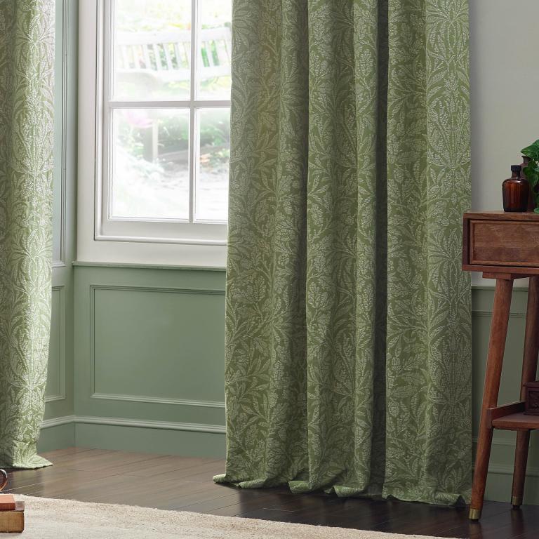 Acorn Sage Pencil Pleat Curtains - Just Fabrics