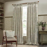 Acorn Stone / Sage Pencil Pleat Curtains - Just Fabrics