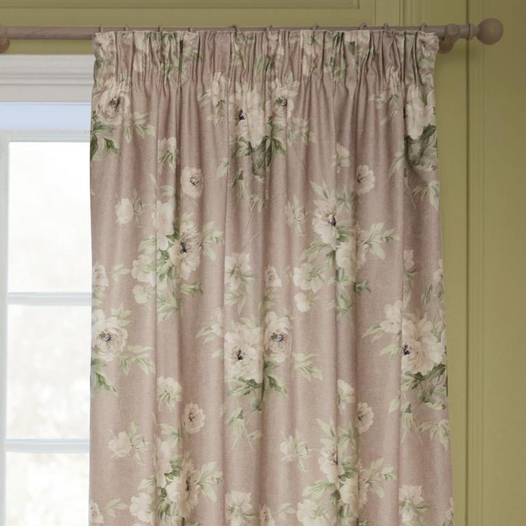 Adele Rose Pencil Pleat Curtains - Just Fabrics