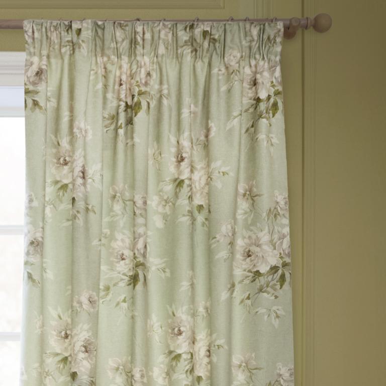 Adele Sage Pencil Pleat Curtains - Just Fabrics