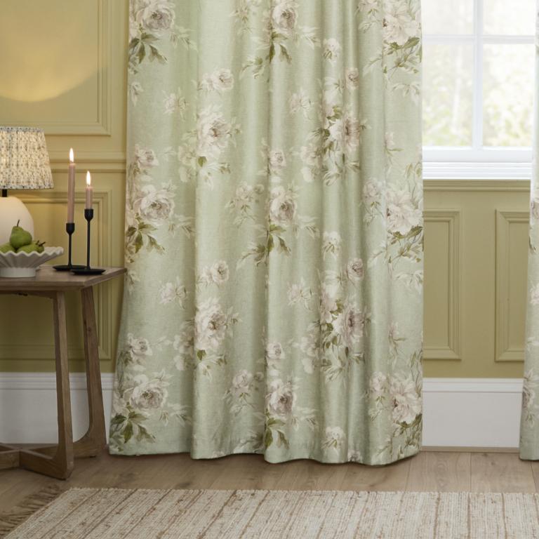Adele Sage Pencil Pleat Curtains - Just Fabrics
