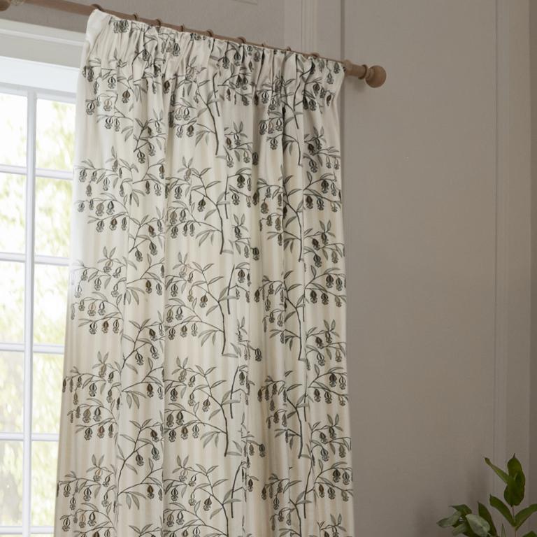 Chinese Lanterns Linen Pencil Pleat Curtains - Just Fabrics