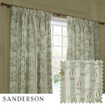 Chinese Lanterns Sage Pencil Pleat Curtains - Just Fabrics