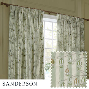 Chinese Lanterns Sage Pencil Pleat Curtains