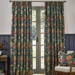 Cray Indigo / Berry Pencil Pleat Curtains - Just Fabrics