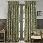 Cray Sage / Sunflower Pencil Pleat Curtains - Just Fabrics