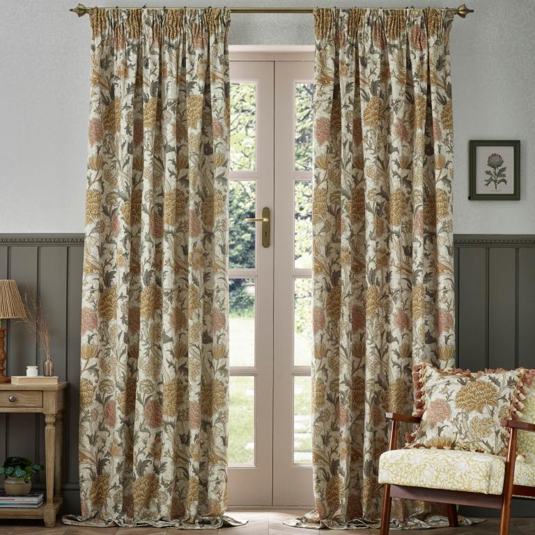 Cray Stone / Clay Pencil Pleat Curtains - Just Fabrics