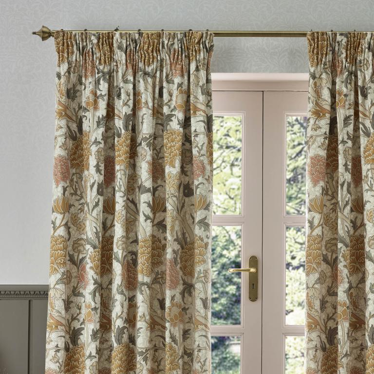 Cray Stone / Clay Pencil Pleat Curtains - Just Fabrics