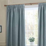 Hutton Blue Pencil Pleat Curtains - Just Fabrics