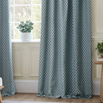 Hutton Blue Pencil Pleat Curtains - Just Fabrics
