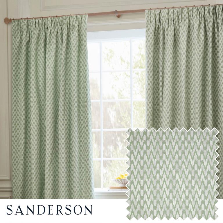 Hutton Sage Pencil Pleat Curtains - Just Fabrics