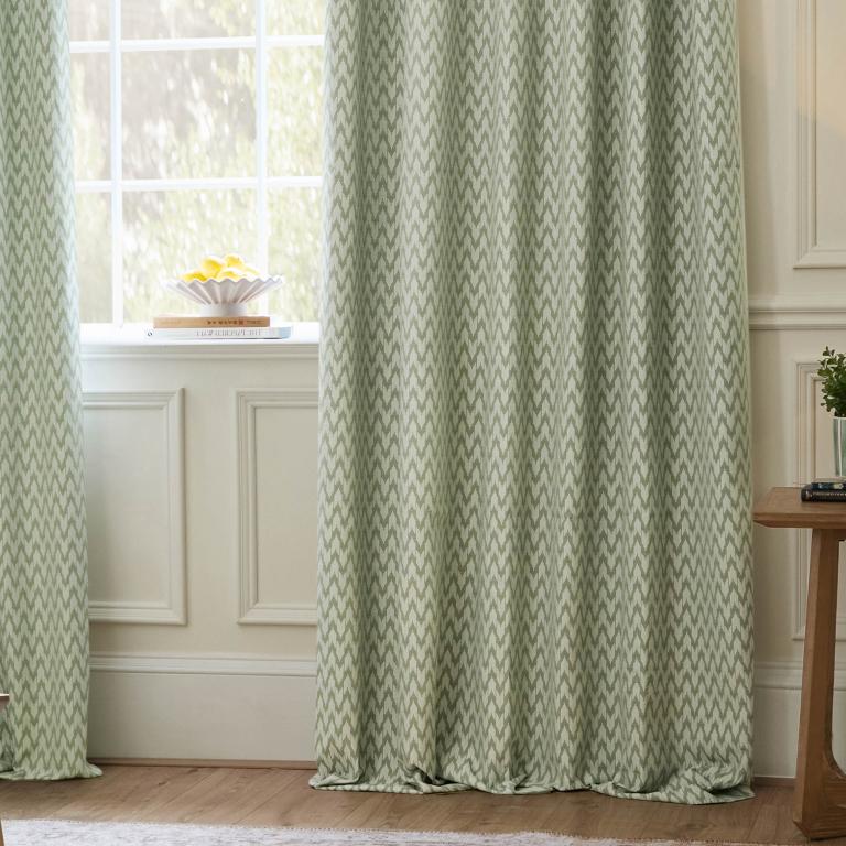 Hutton Sage Pencil Pleat Curtains - Just Fabrics